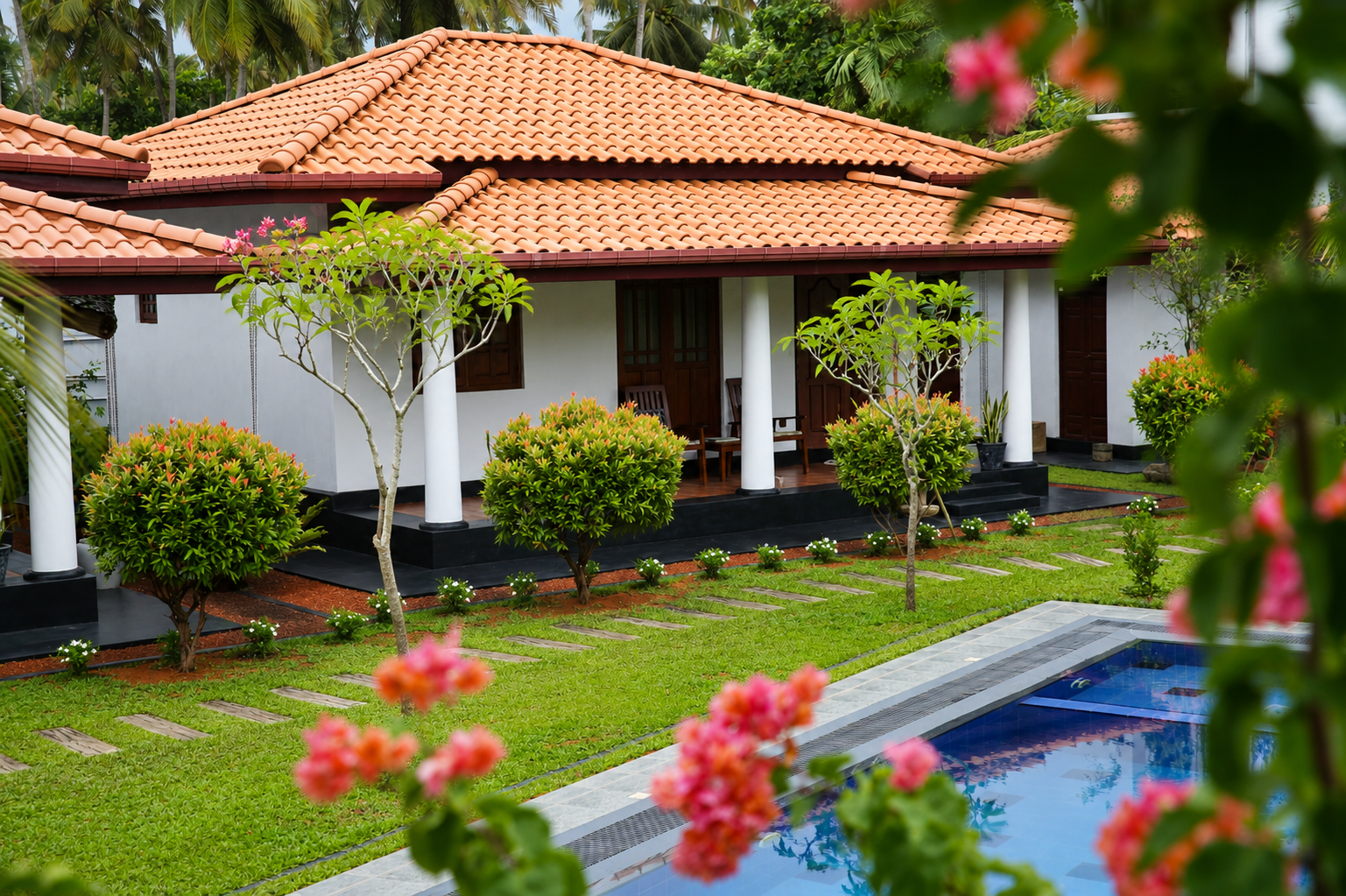 Aerial View of Pool and Villa Compound