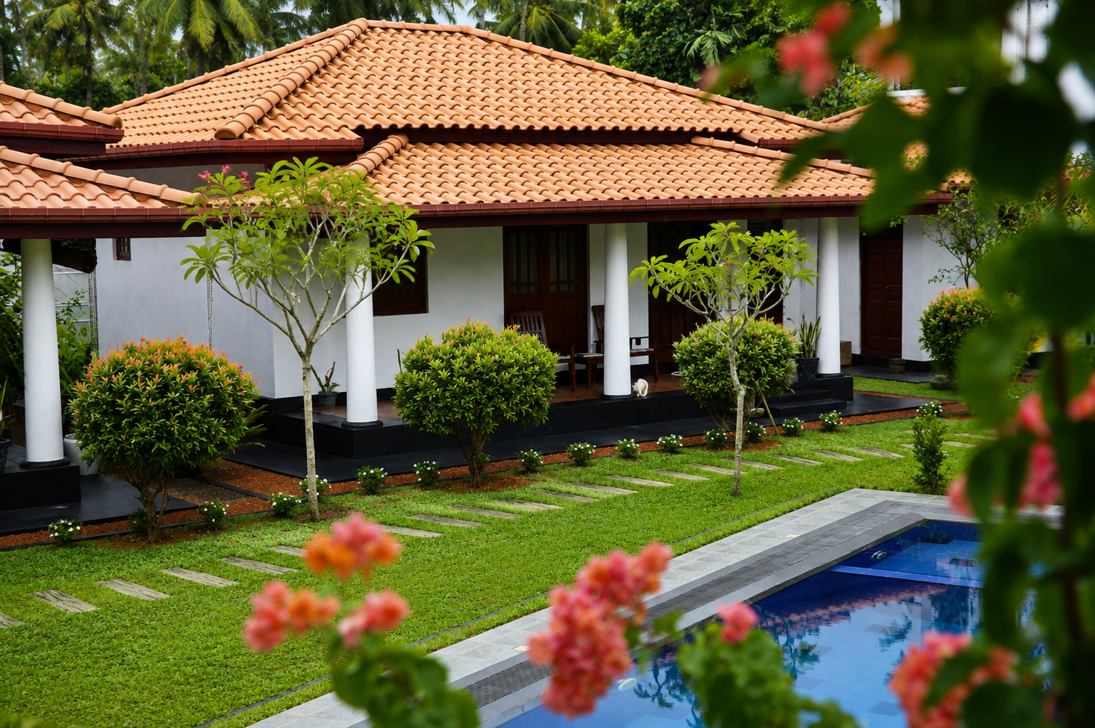 Poolside Lawn and Garden Landscape